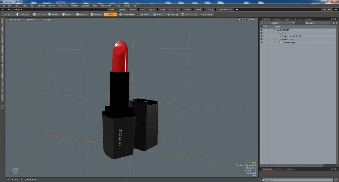 Square Lipstick Red 3D model