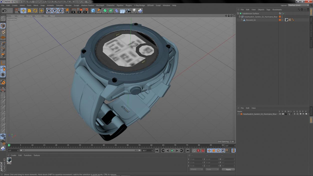 3D model Smartwatch Garmin G1 Hurricane Blue