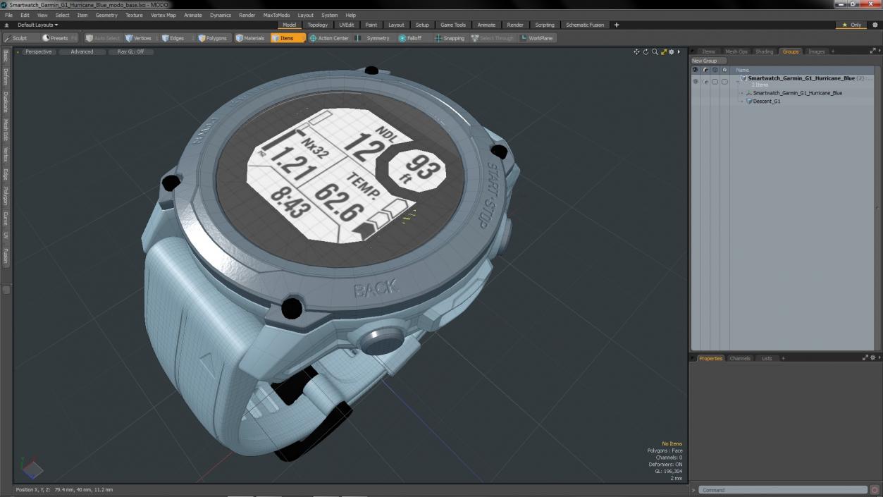 3D model Smartwatch Garmin G1 Hurricane Blue