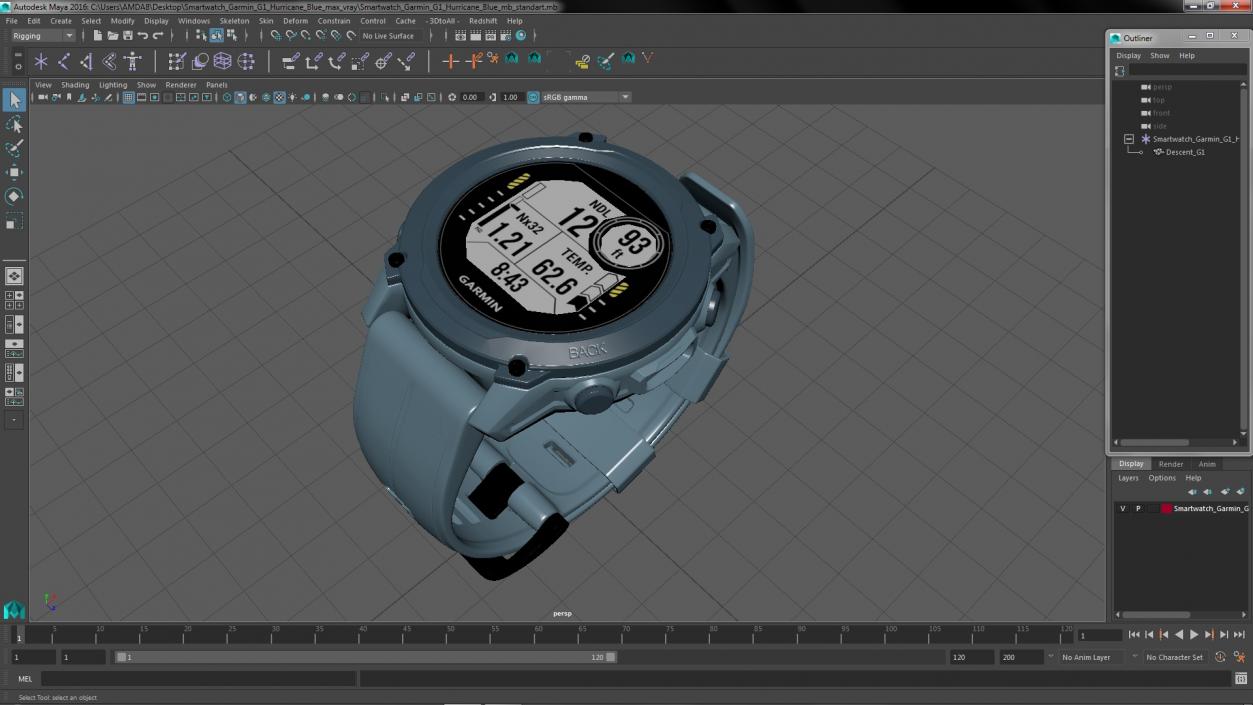 3D model Smartwatch Garmin G1 Hurricane Blue