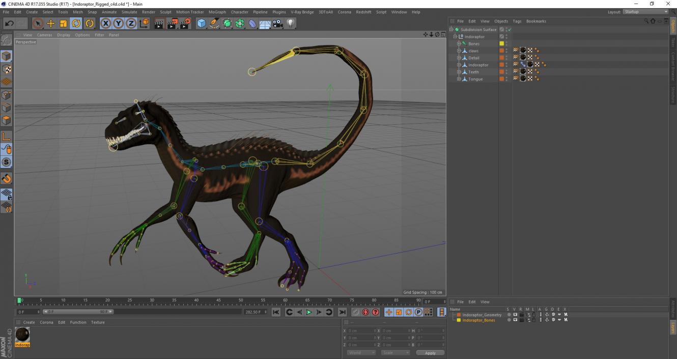 3D Indoraptor Rigged for Cinema 4D