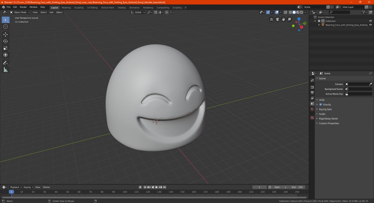 Beaming Face with Smiling Eyes Android Emoji 3D model