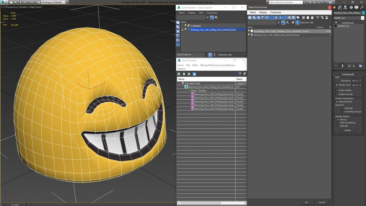 Beaming Face with Smiling Eyes Android Emoji 3D model