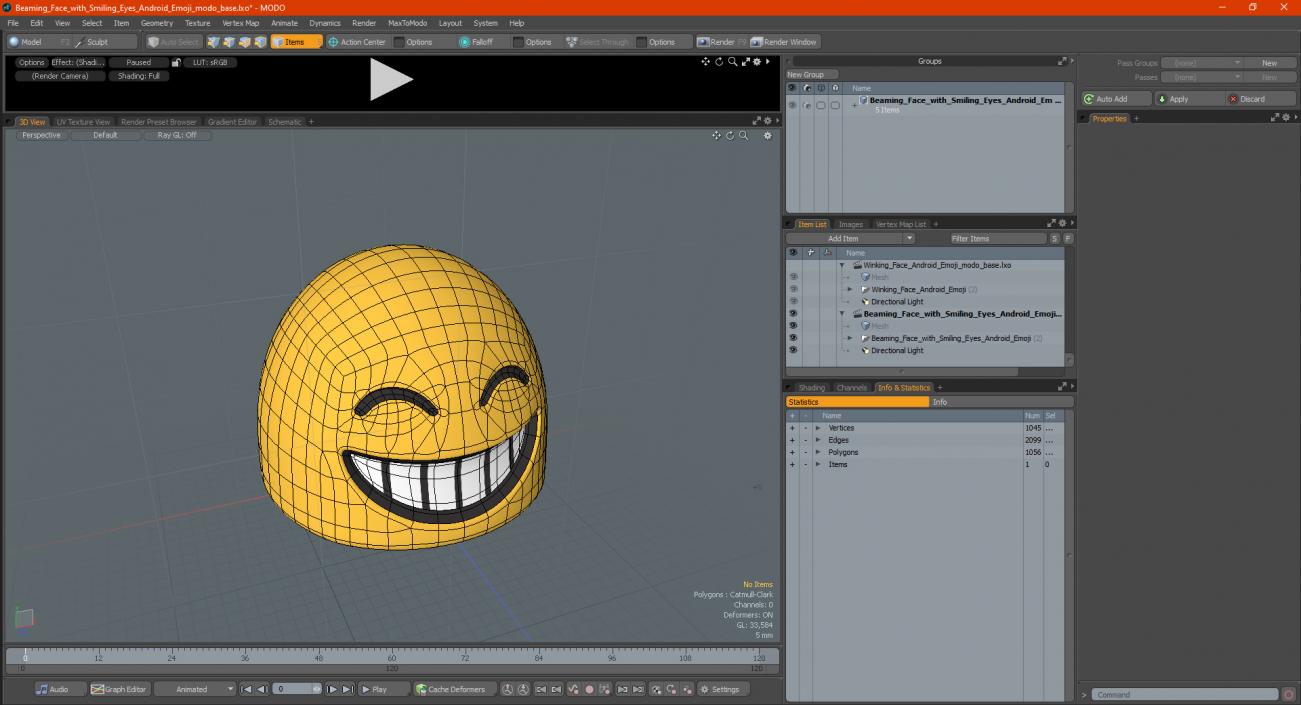 Beaming Face with Smiling Eyes Android Emoji 3D model