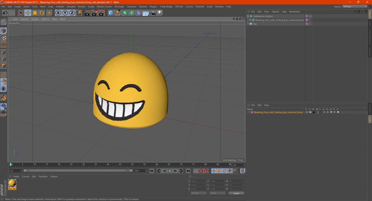 Beaming Face with Smiling Eyes Android Emoji 3D model