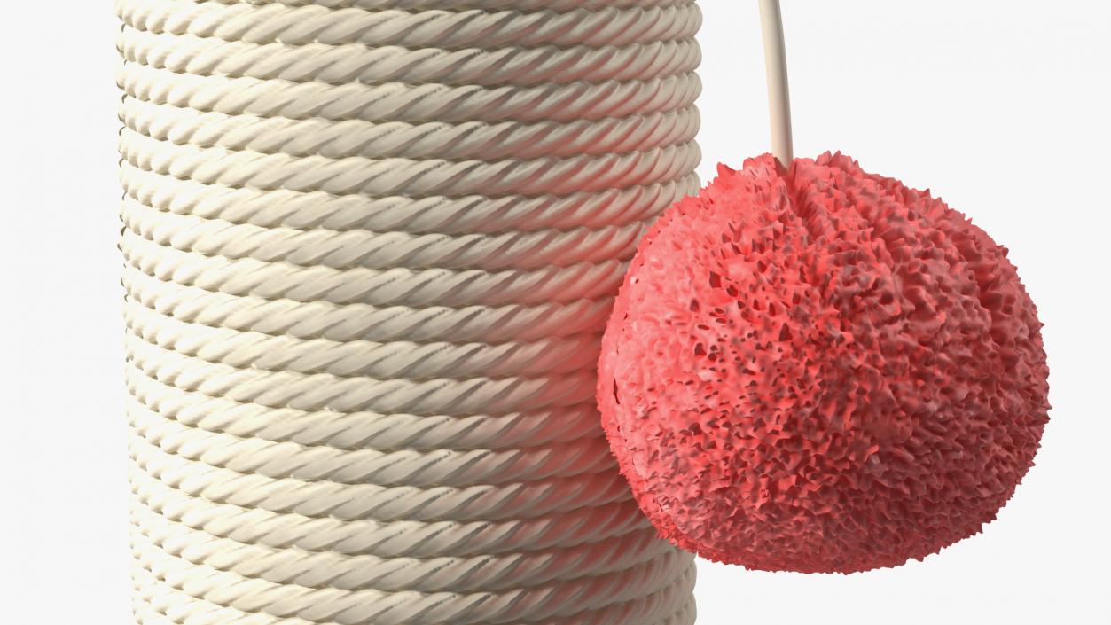 Sisal Rope Cat Scratching Post with Ball Red 3D model