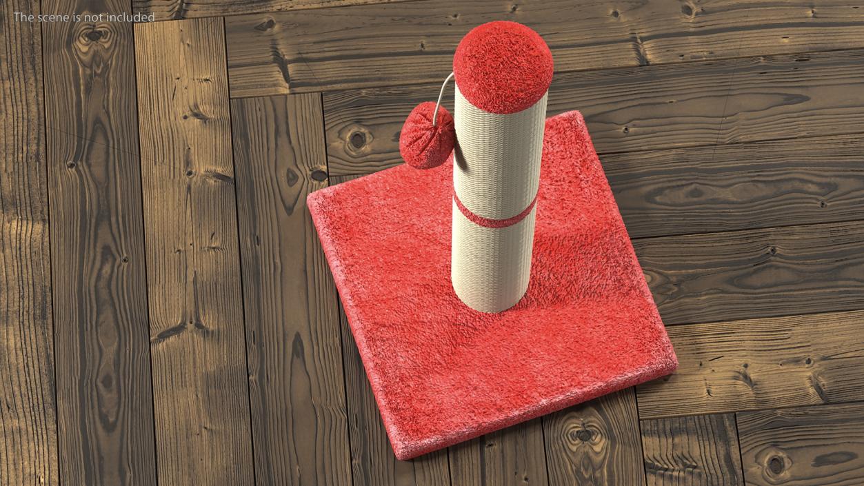 Sisal Rope Cat Scratching Post with Ball Red 3D model