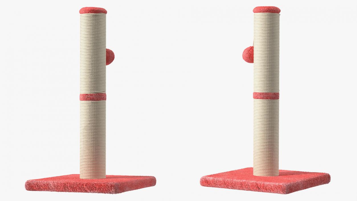 Sisal Rope Cat Scratching Post with Ball Red 3D model