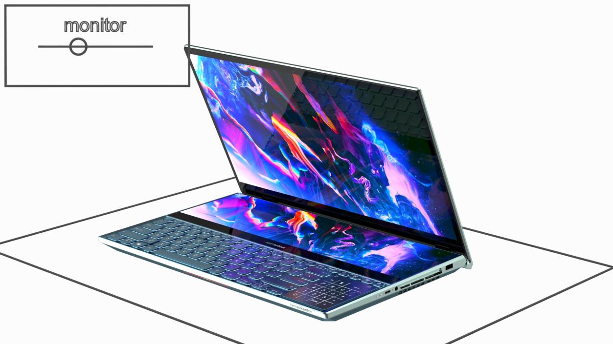 Asus Zenbook Pro Dual Screen Laptop Rigged 3D