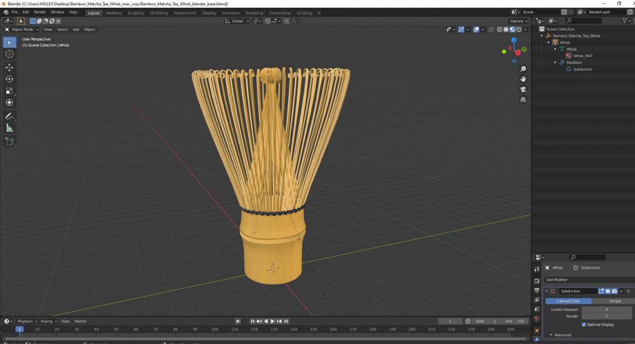 3D Bamboo Matcha Tea Whisk model