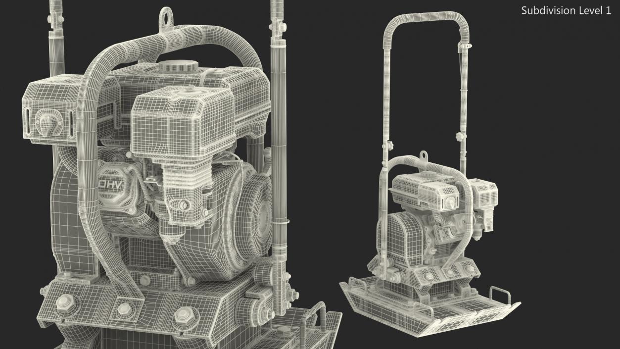 3D Gasoline Vibratory Plate Compactor Rigged