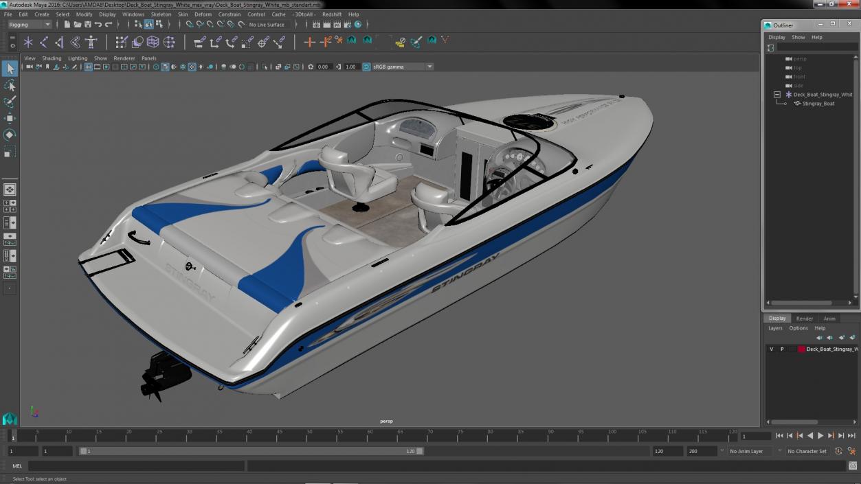 Deck Boat Stingray White 3D model