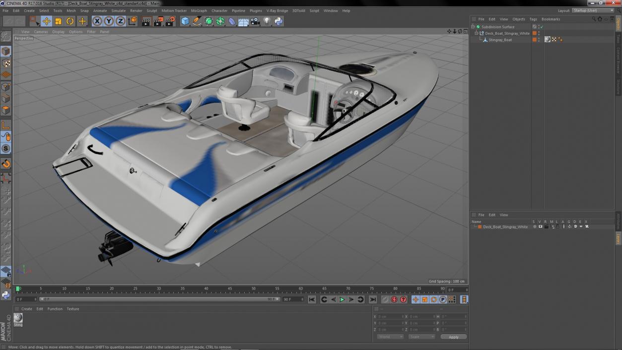 Deck Boat Stingray White 3D model