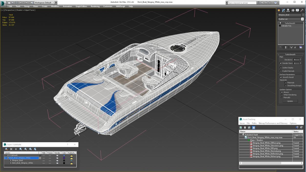 Deck Boat Stingray White 3D model