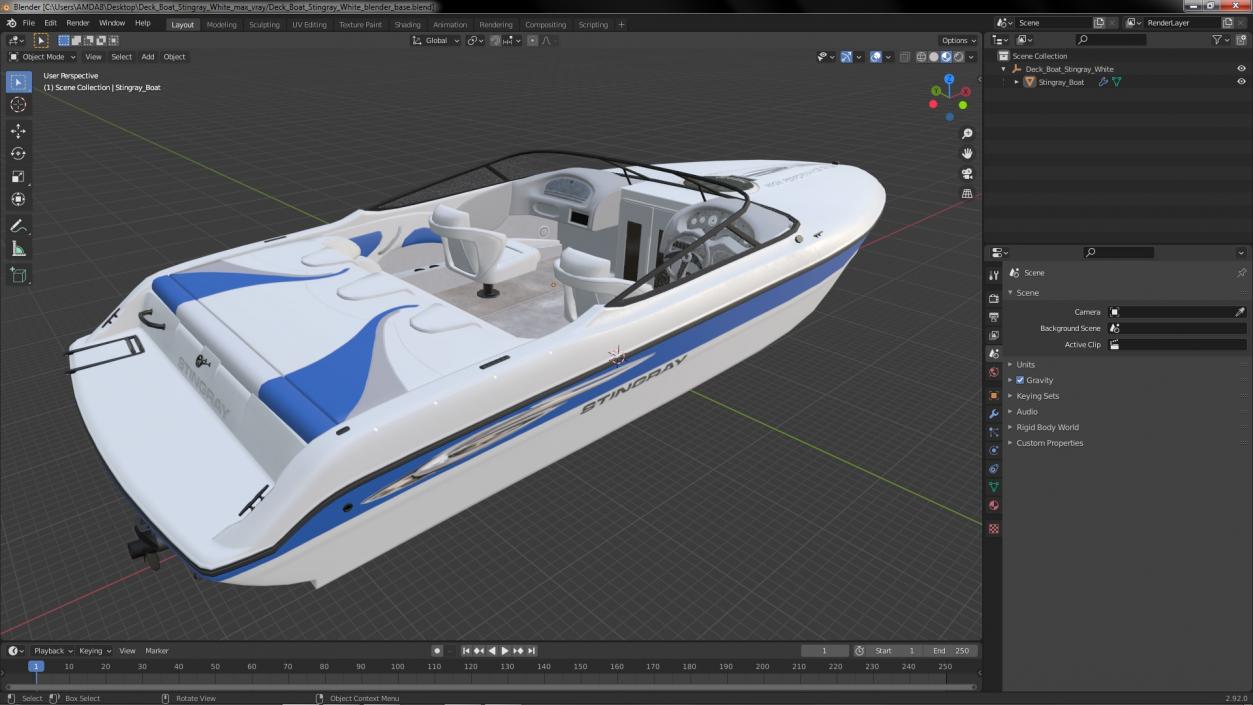 Deck Boat Stingray White 3D model