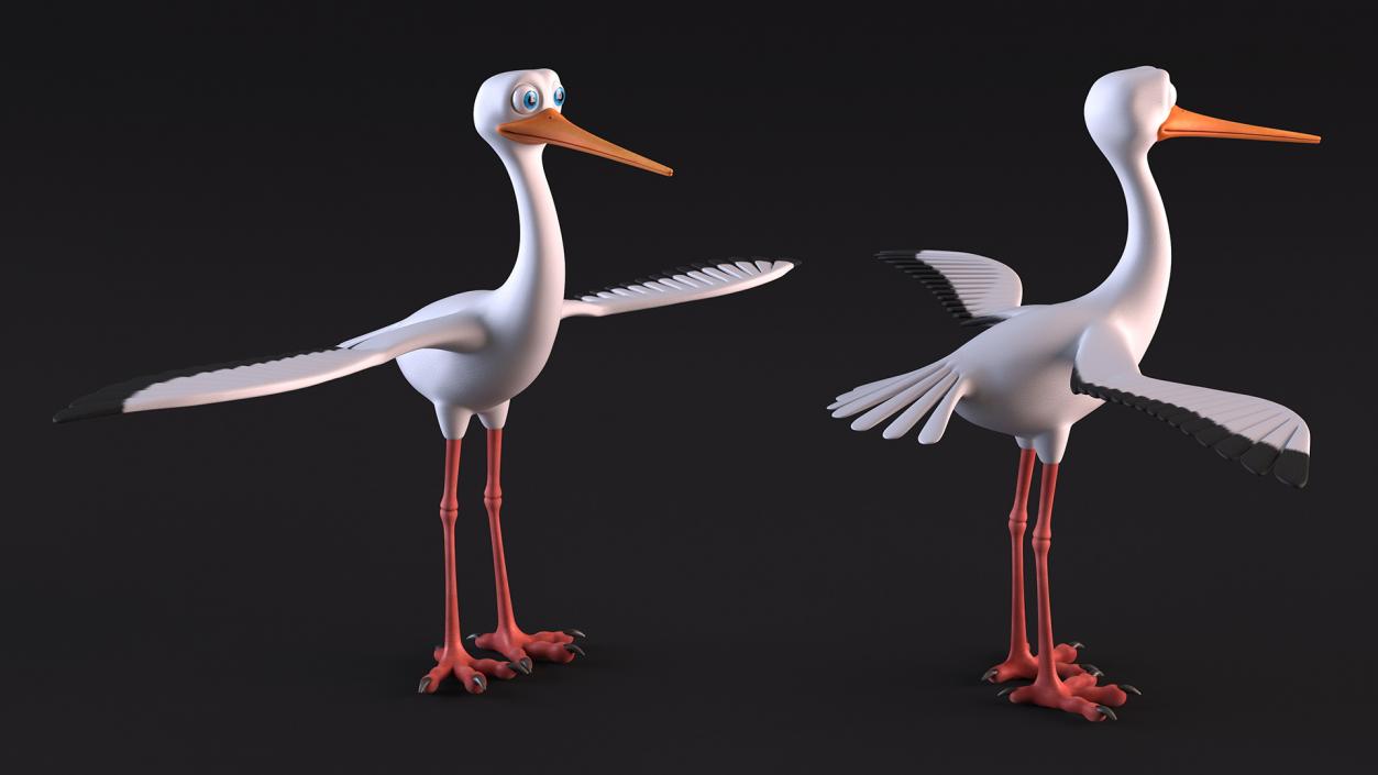 3D Stork Cartoon model