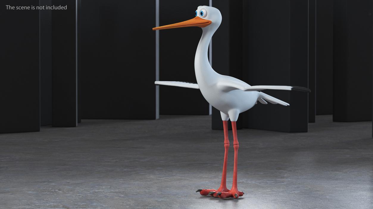 3D Stork Cartoon model