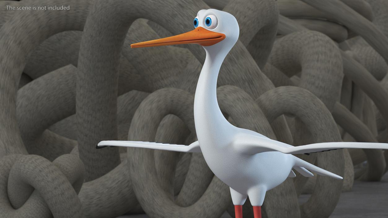 3D Stork Cartoon model