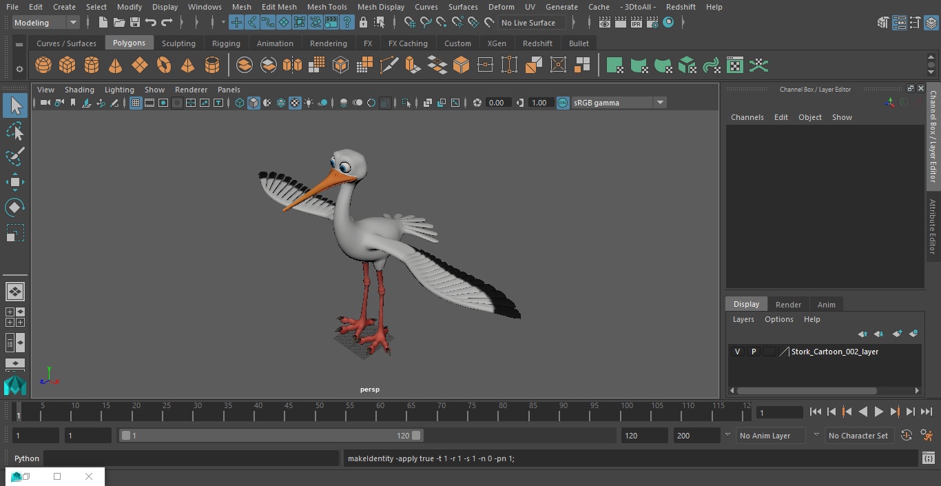 3D Stork Cartoon model