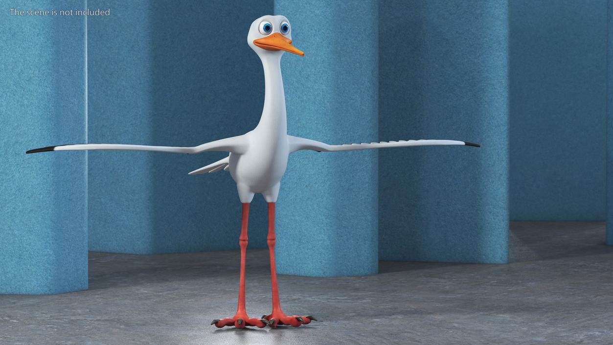 3D Stork Cartoon model