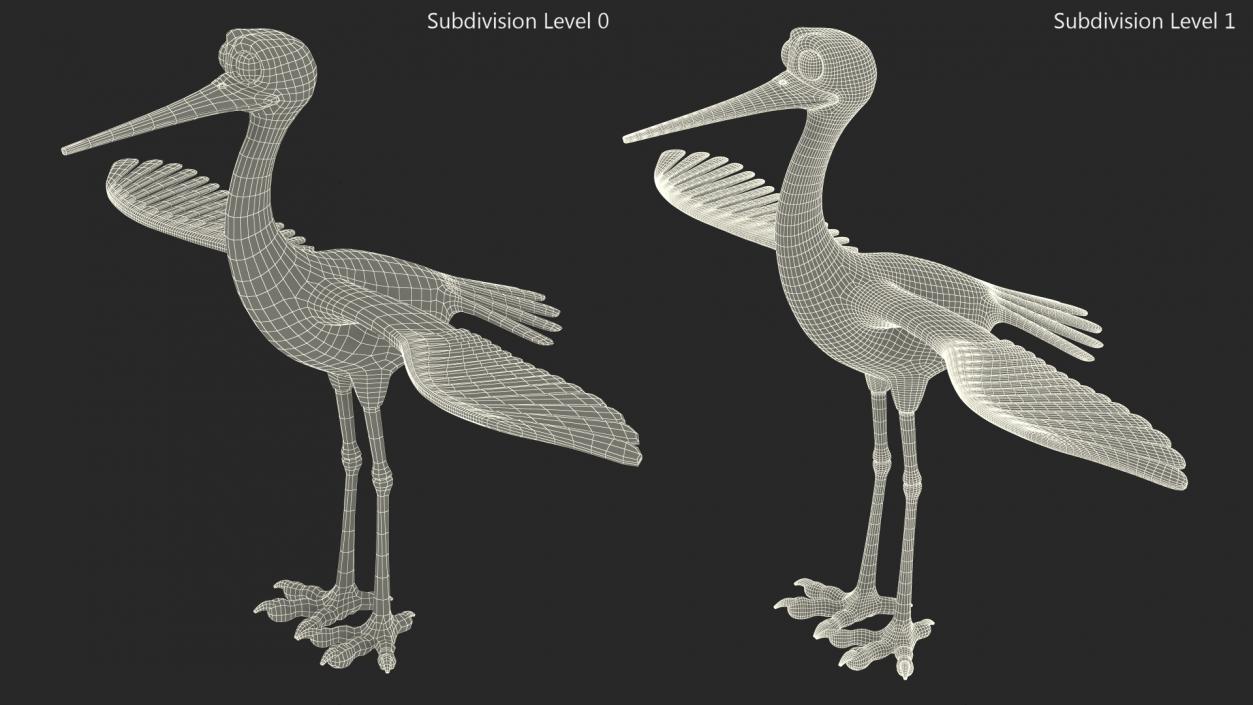 3D Stork Cartoon model