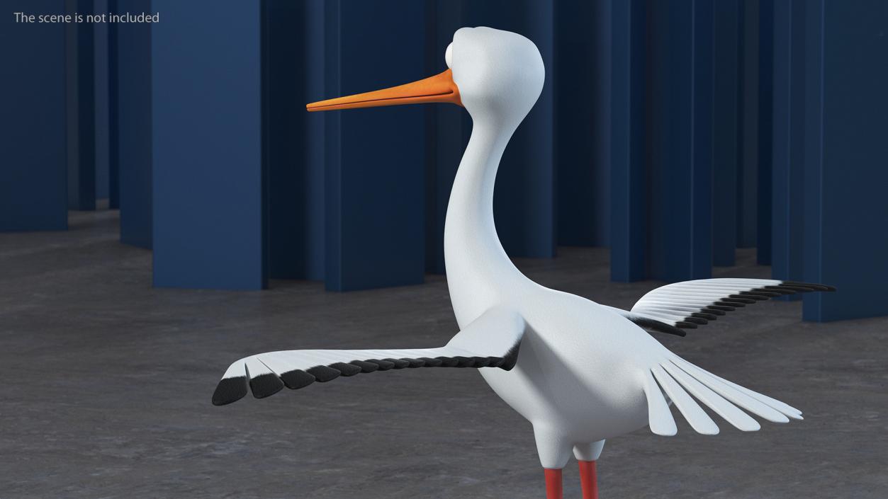 3D Stork Cartoon model