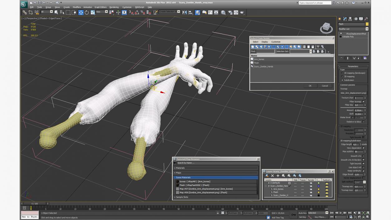 3D Scary Zombie Hands model