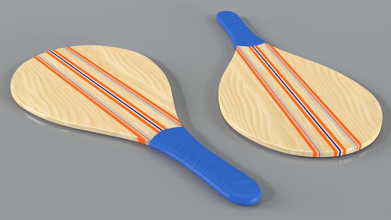 Wooden Frescobol Rackets 3D model