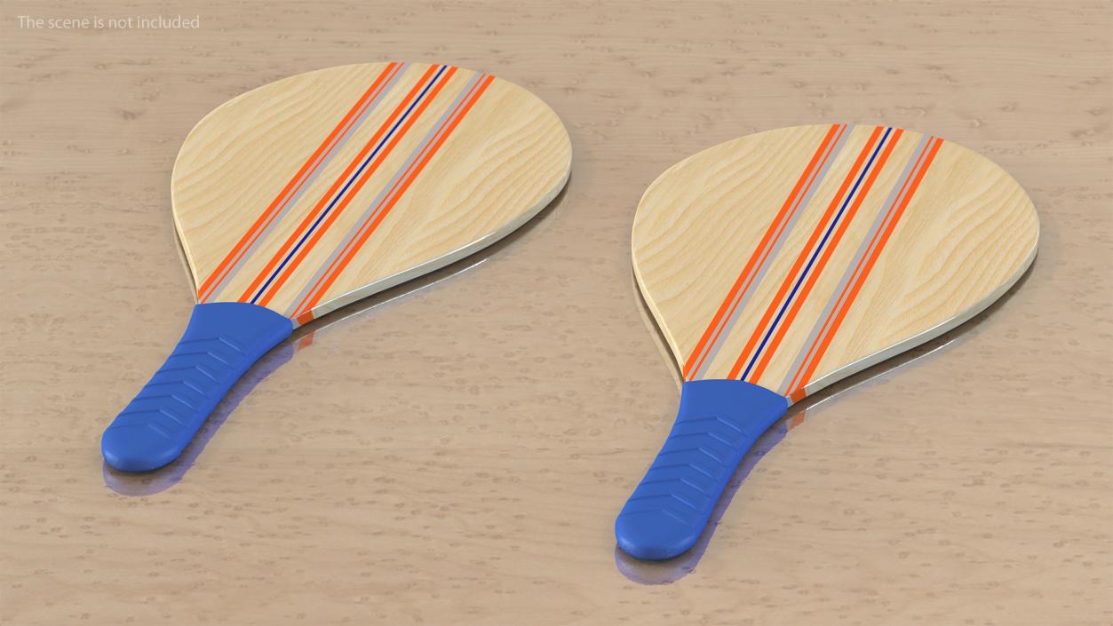 Wooden Frescobol Rackets 3D model