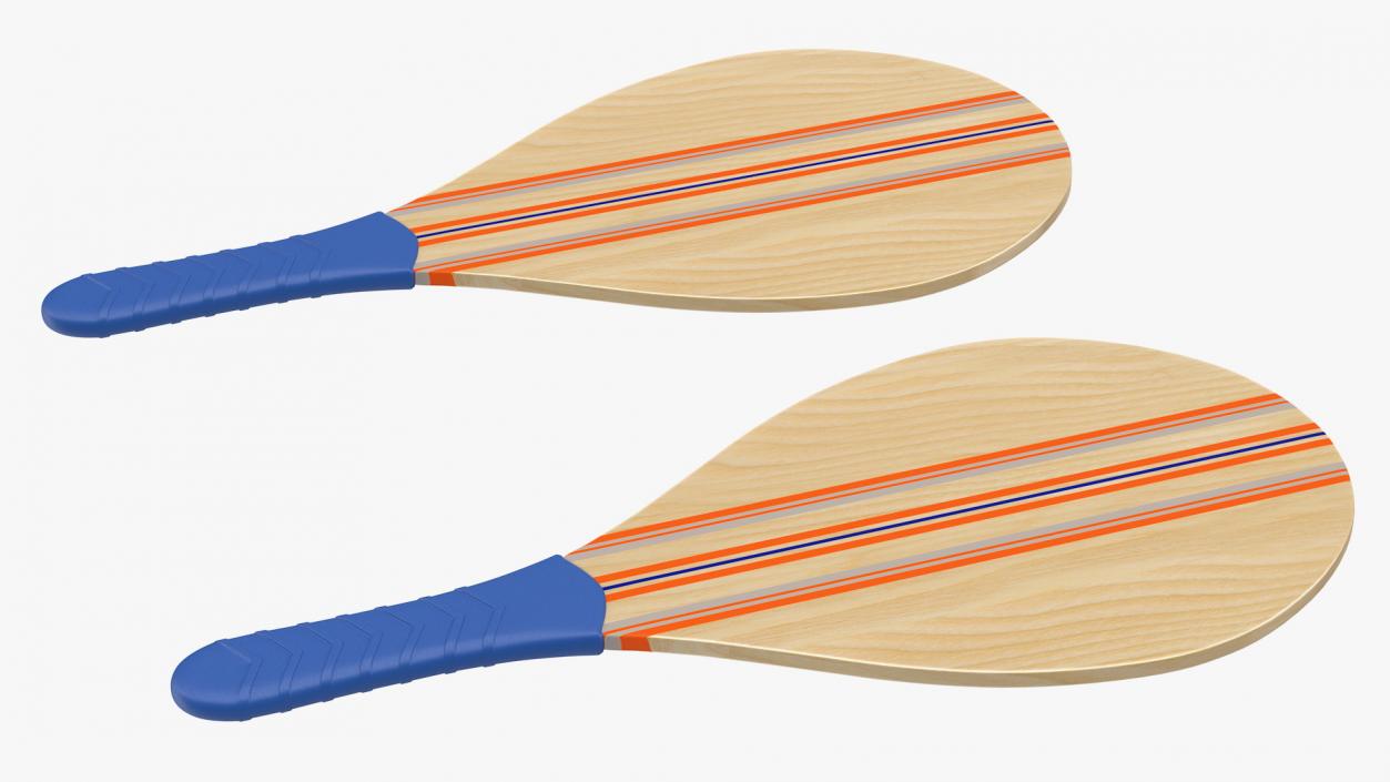 Wooden Frescobol Rackets 3D model