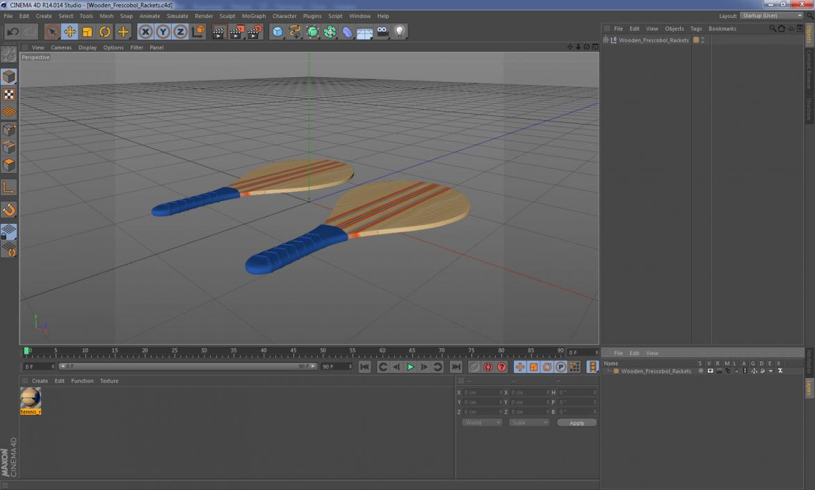 Wooden Frescobol Rackets 3D model