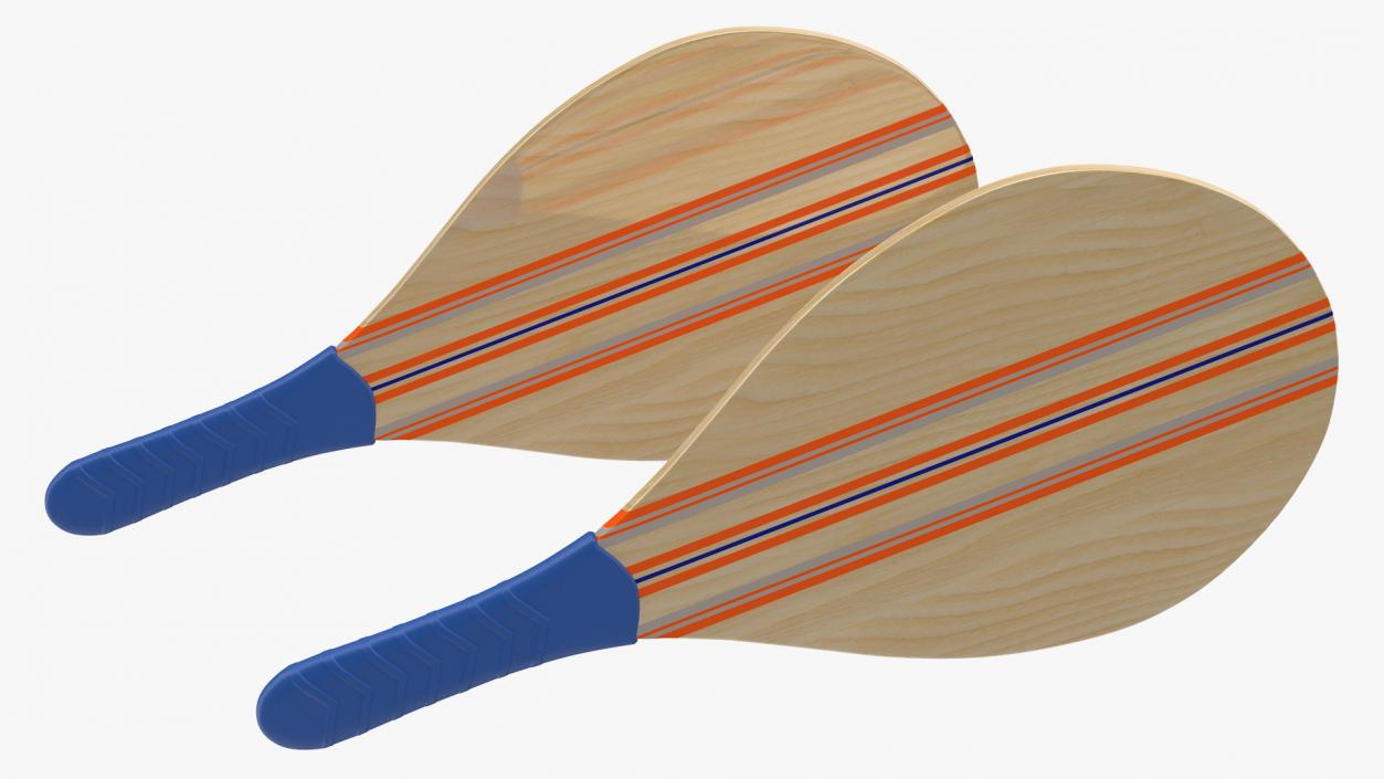 Wooden Frescobol Rackets 3D model