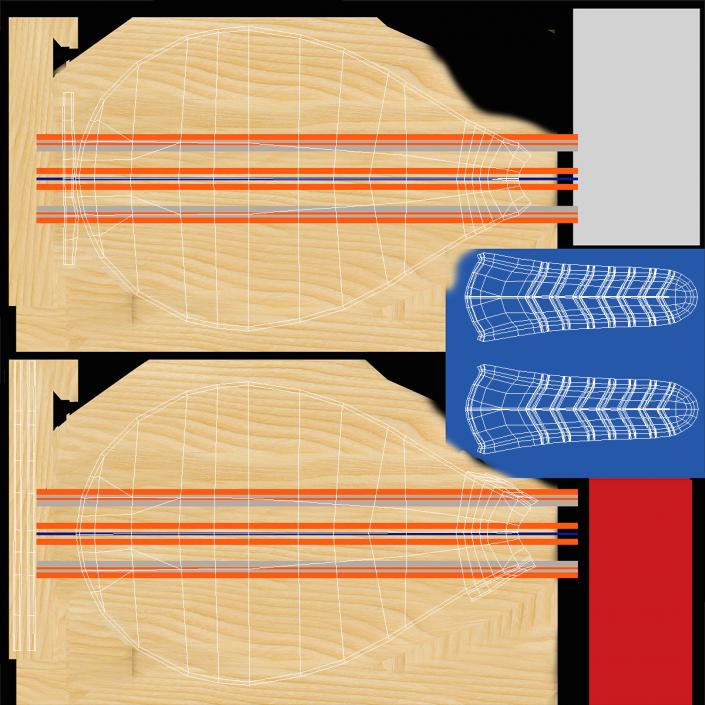 Wooden Frescobol Rackets 3D model