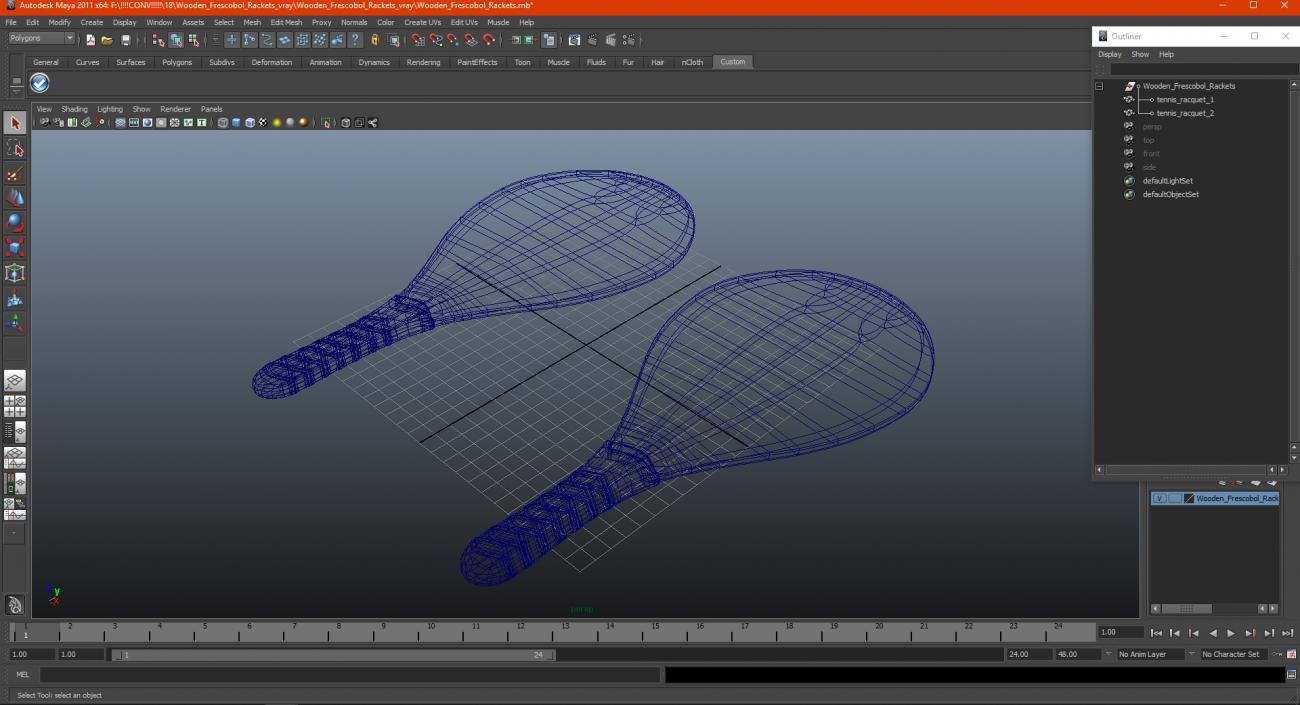 Wooden Frescobol Rackets 3D model