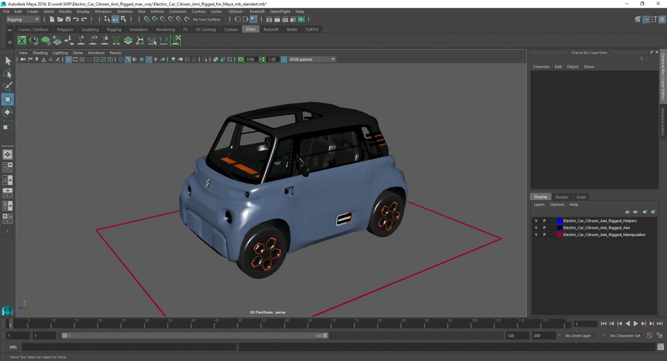 3D model Electric Car Citroen Ami Rigged for Maya