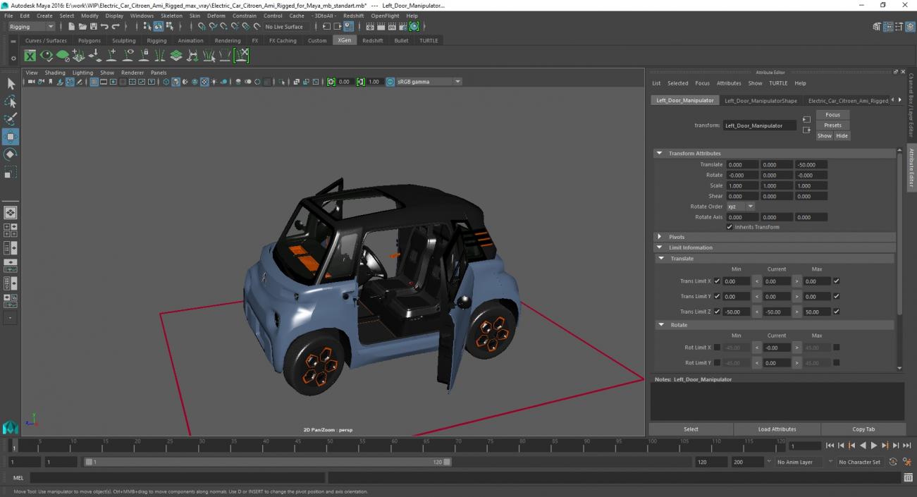 3D model Electric Car Citroen Ami Rigged for Maya