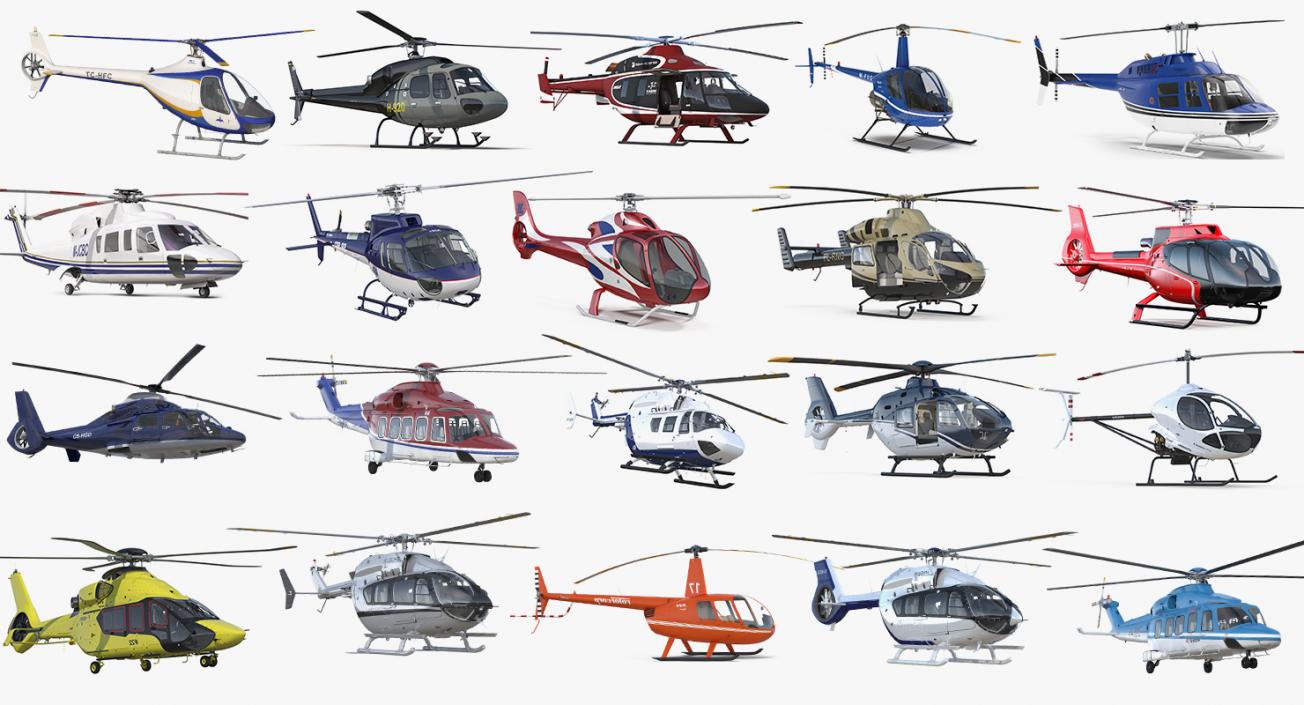 Private Helicopters Big Collection 3D model