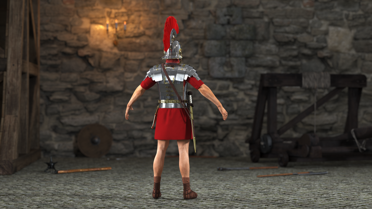 3D Roman Legionnaire A-Pose Fur model