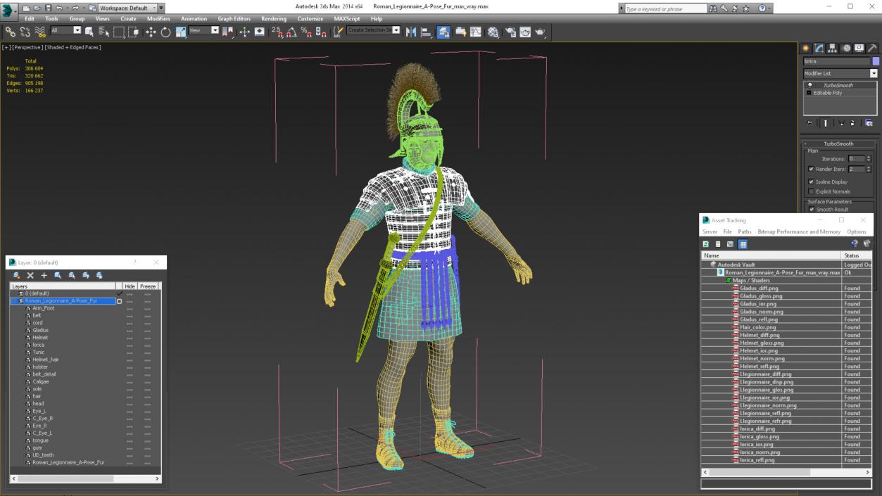 3D Roman Legionnaire A-Pose Fur model