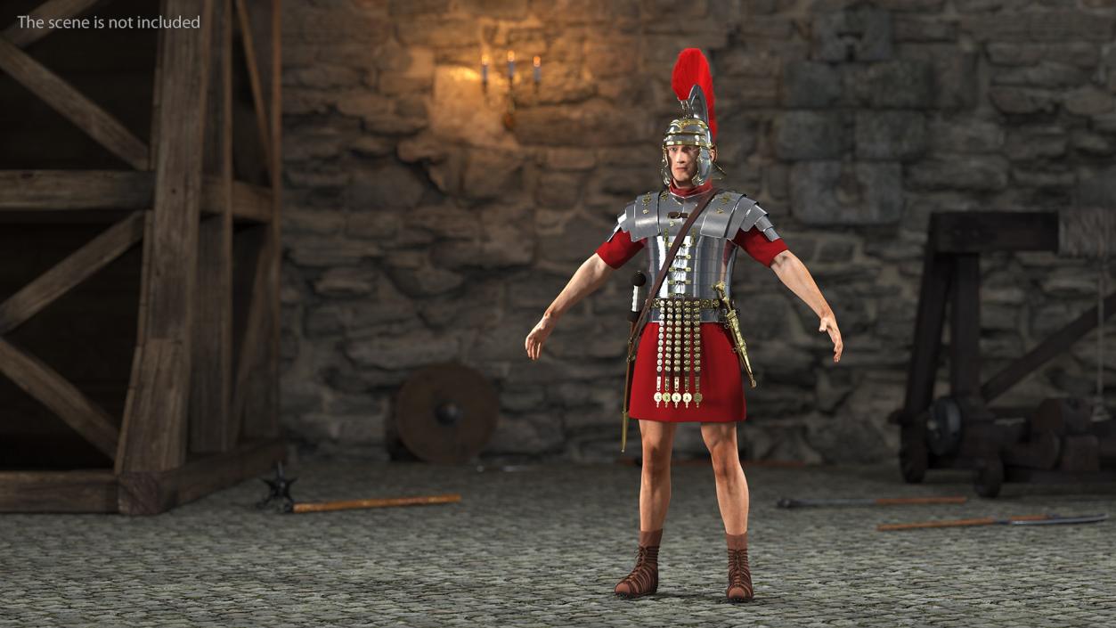 3D Roman Legionnaire A-Pose Fur model