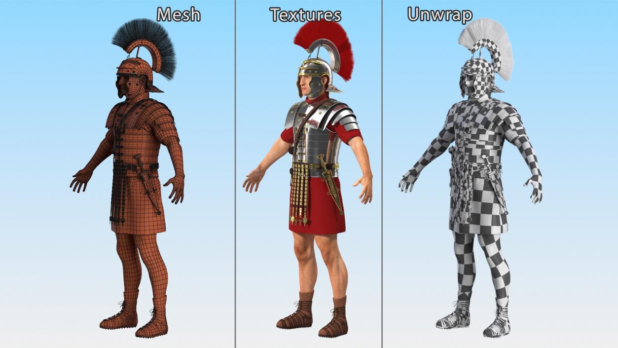 3D Roman Legionnaire A-Pose Fur model