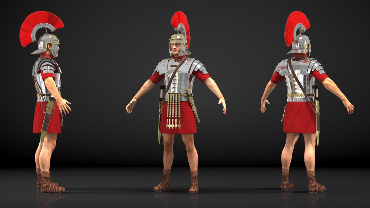 3D Roman Legionnaire A-Pose Fur model