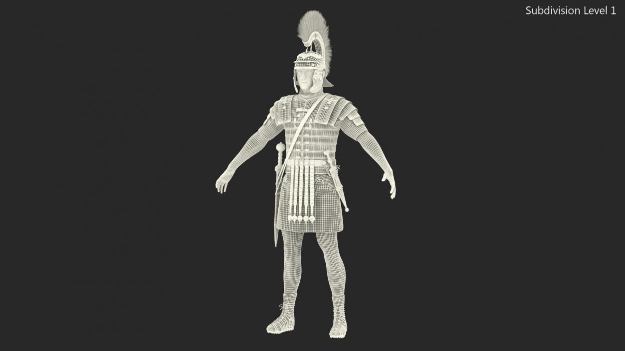 3D Roman Legionnaire A-Pose Fur model