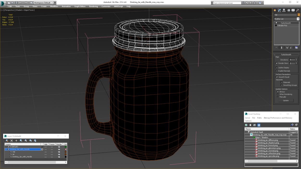 Drinking Jar with Handle 3D model