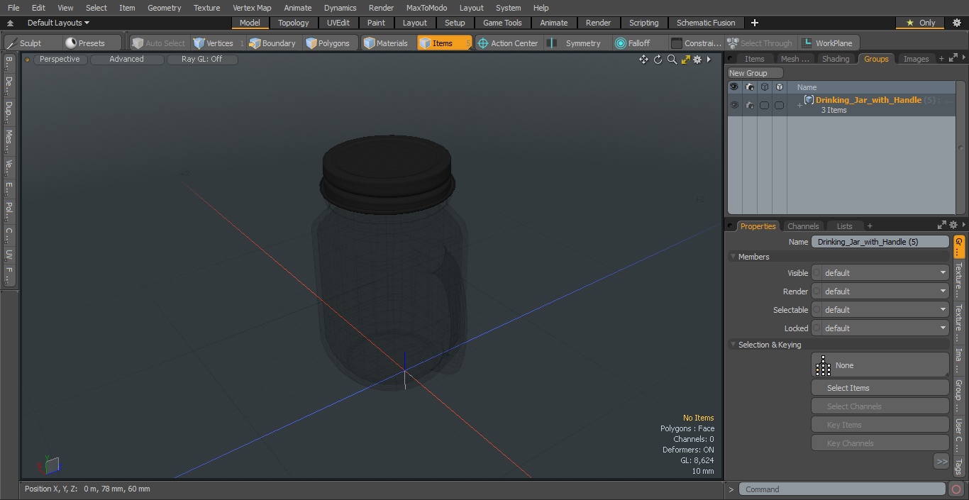 Drinking Jar with Handle 3D model