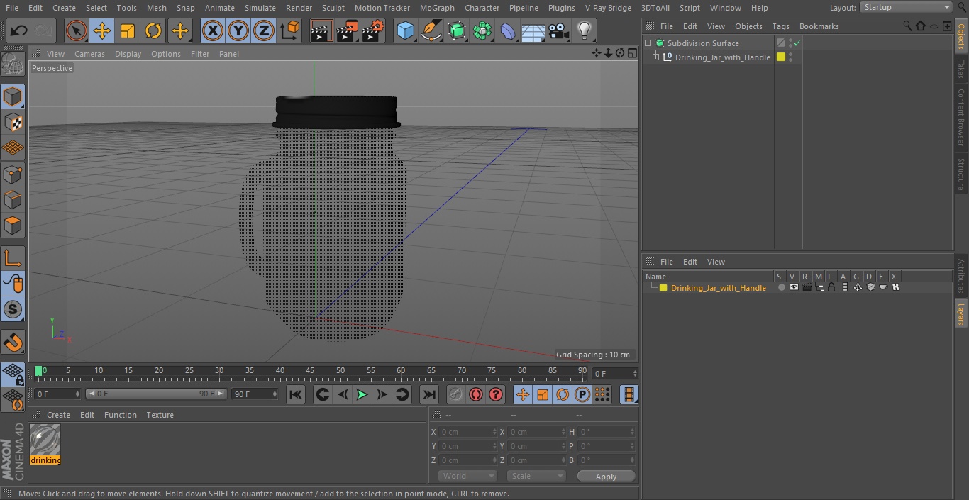 Drinking Jar with Handle 3D model