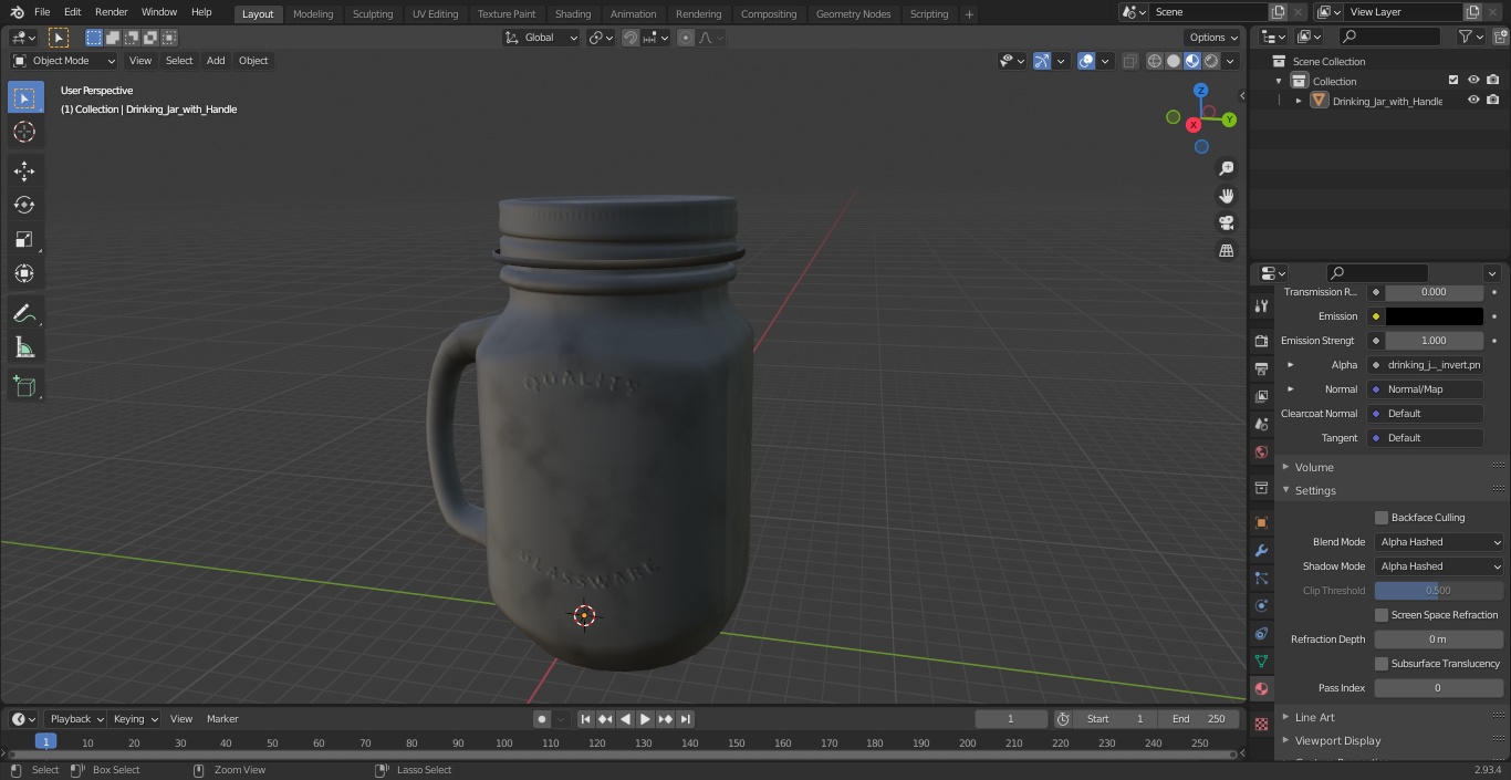 Drinking Jar with Handle 3D model