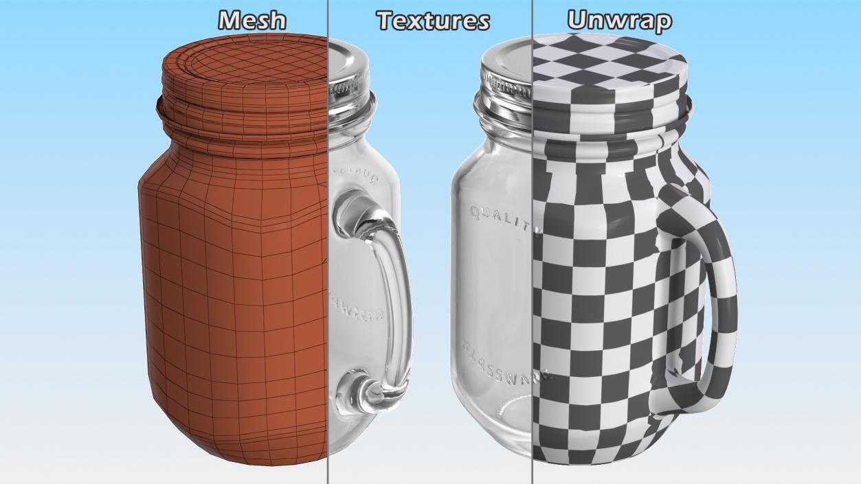 Drinking Jar with Handle 3D model