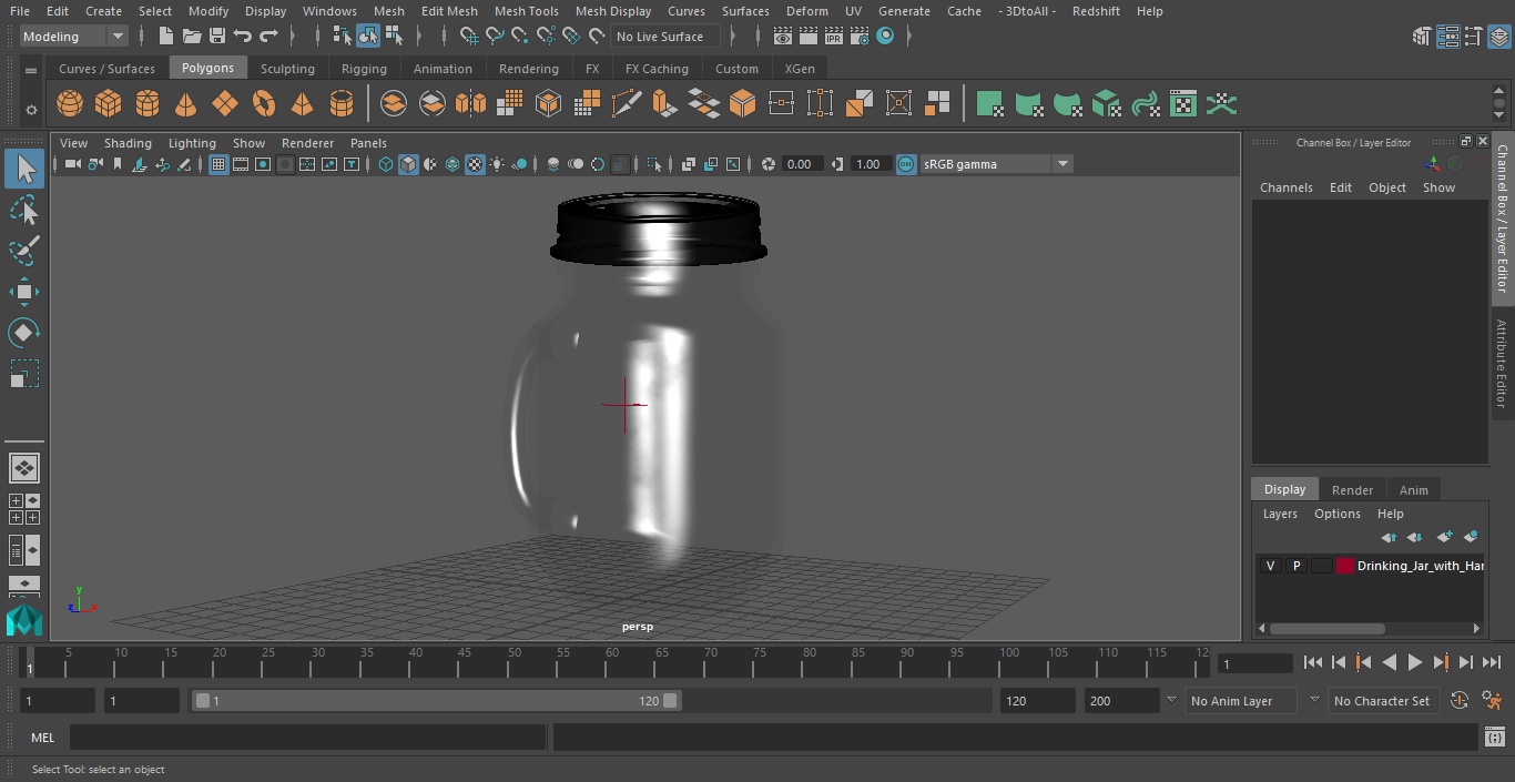 Drinking Jar with Handle 3D model