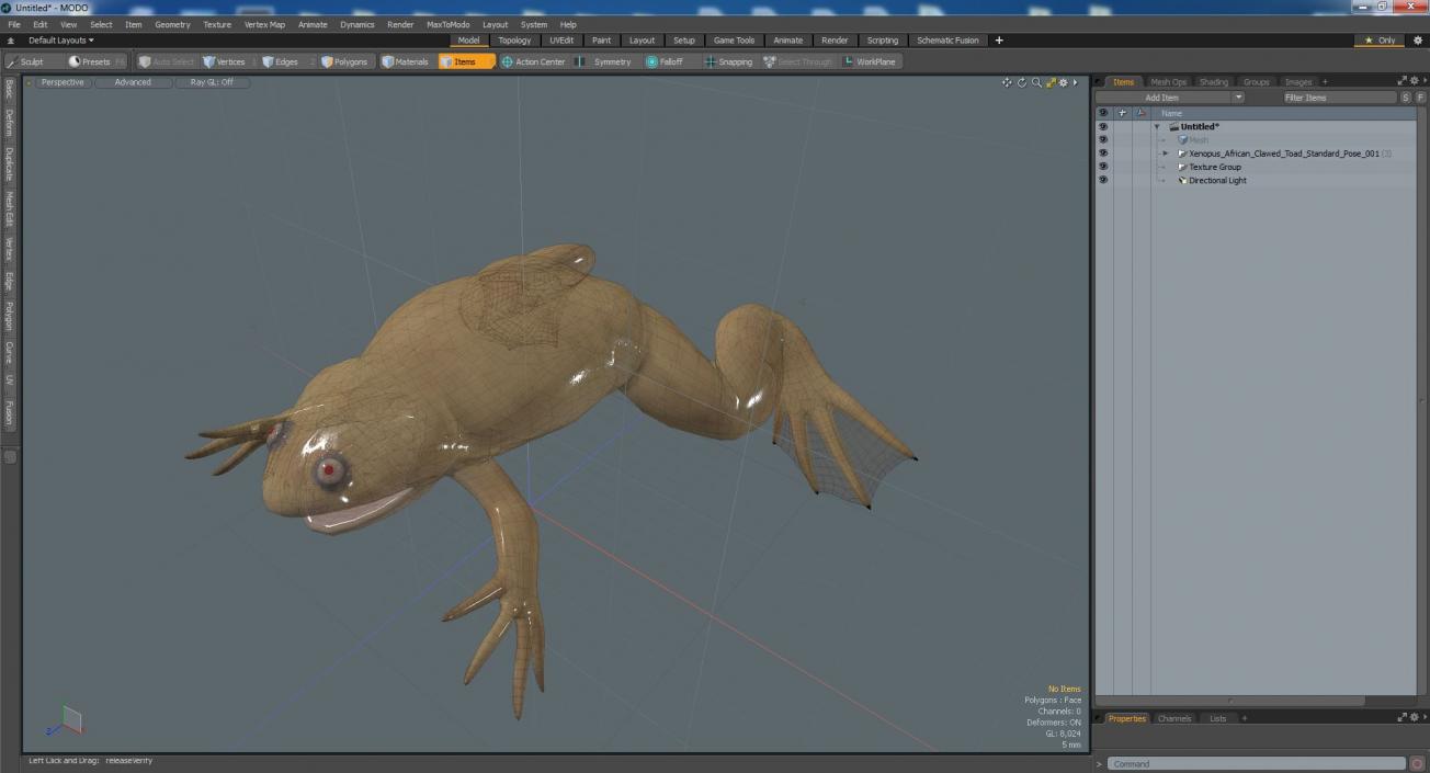 3D Xenopus African Clawed Toad Standard Pose